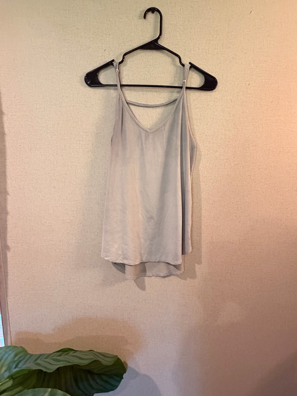 Shyanne Light Gray V-Neck Cami Tank Top - Strappy Detail